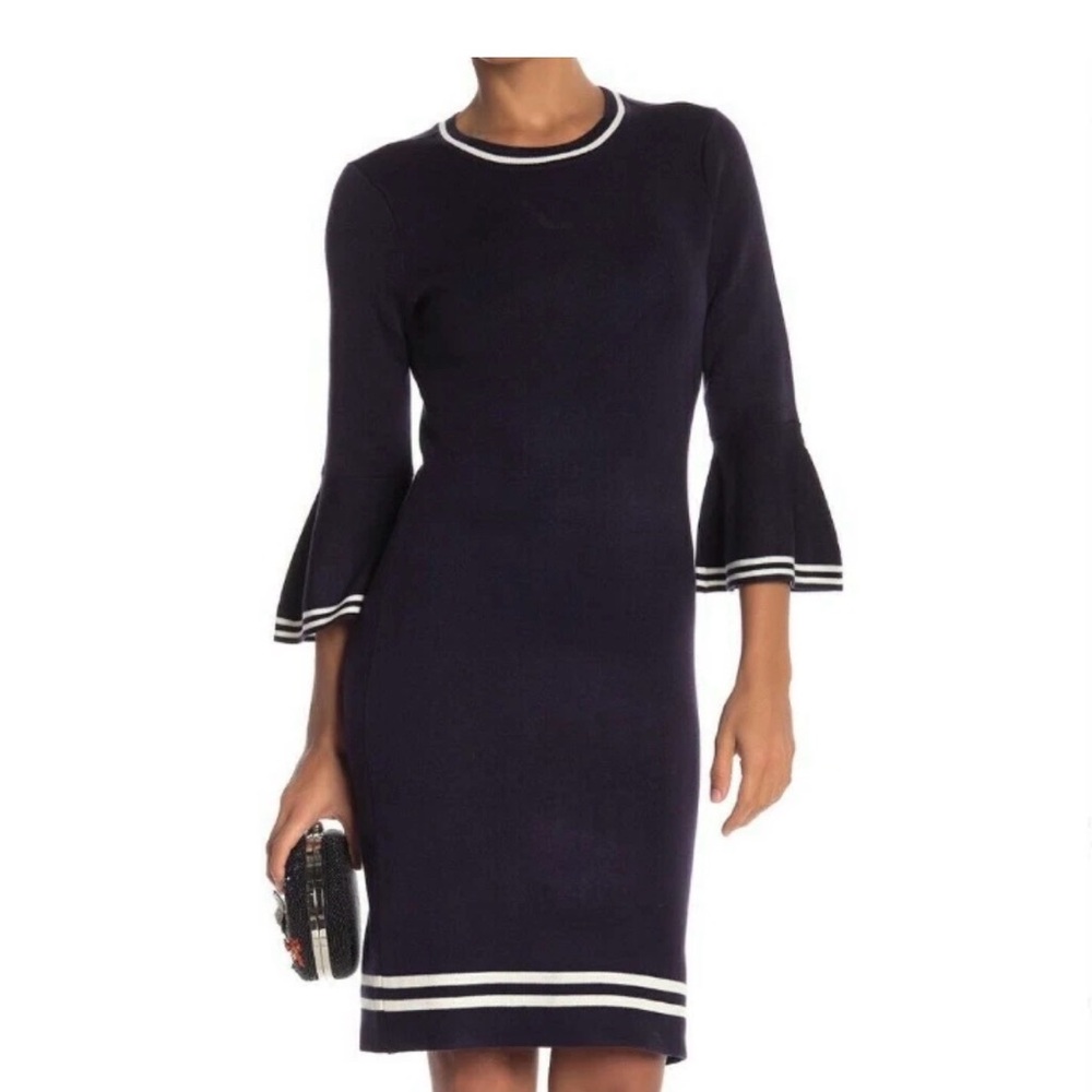 Eliza J Bell Sleeve Knit‎ Navy Dress Women's Size XS